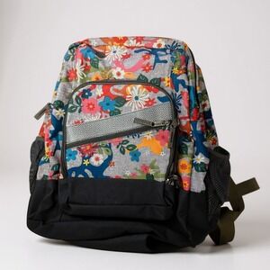 100 LL Bean Floral Backpack Kids School Bag Colorful Flowers Blue